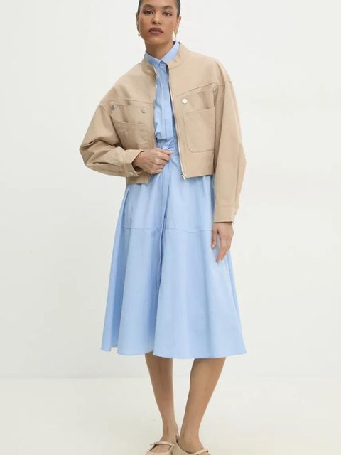 Answear.LAB sukienka kolor niebieski midi rozkloszowana