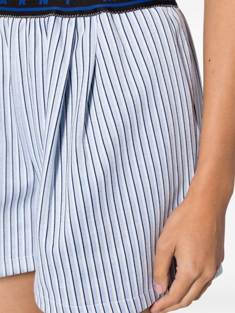 Marni logo-waistband striped shorts - Blue