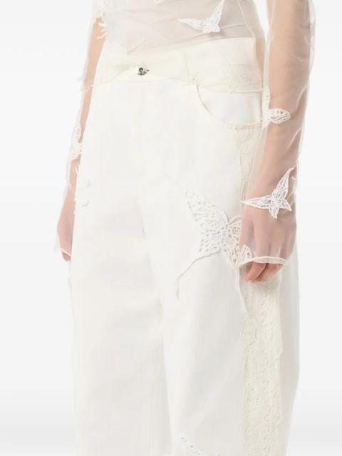 Blumarine butterfly lace jeans - White
