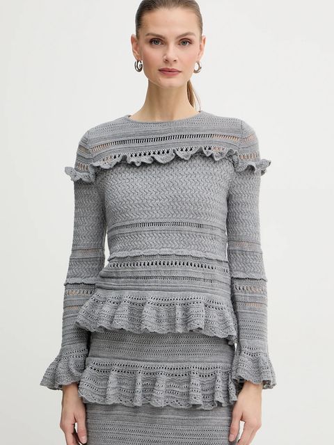 Luisa Spagnoli sweter wełniany damski kolor szary lekki 100222 - zdjęcie produktu nr 1