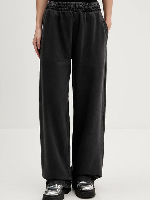 Hugo Blue spodnie dresowe bawełniane damskie kolor szary gładkie 50547956