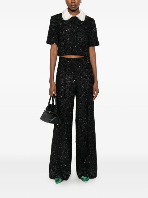 SANDRO sequin-embellished cropped jacket - Black