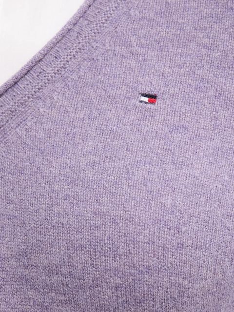Tommy Hilfiger sweter wełniany damski kolor fioletowy lekki WW0WW43505 - zdjęcie produktu nr 2