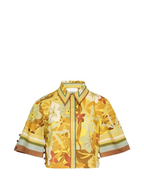 ALEMAIS Maxi Cropped floral-print shirt - Yellow - zdjęcie produktu nr 1