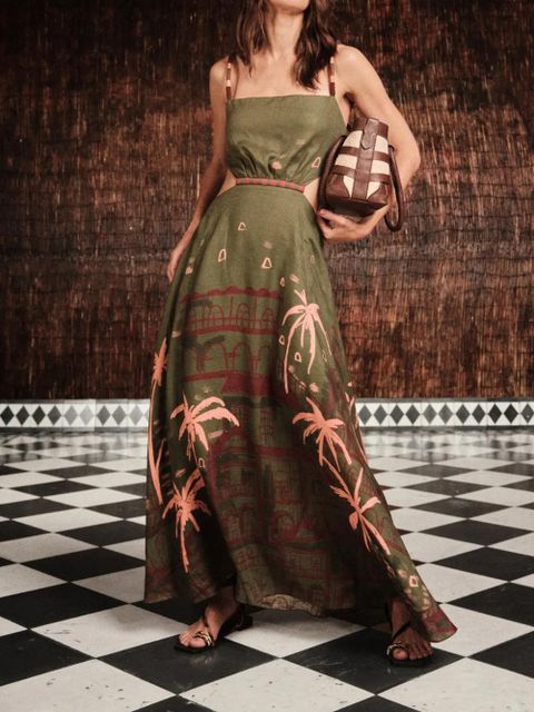 Johanna Ortiz Sailors Prayer cut-out printed dress - Green