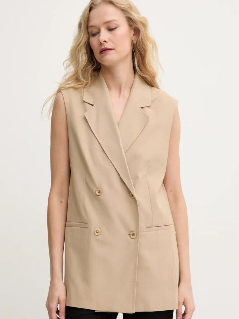 Mos Mosh kamizelka kolor beżowy dwurzędowa 169770