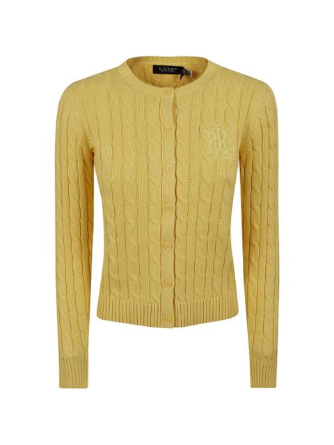 Lauren Ralph Lauren cable-knit embroidered-logo cardigan - Yellow - zdjęcie produktu nr 1