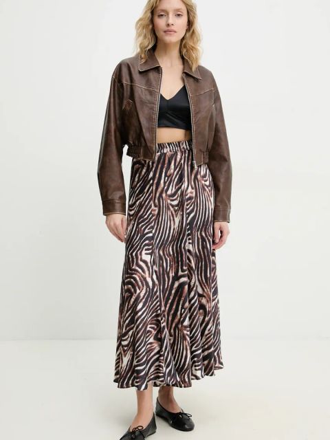 Answear.LAB spódnica kolor brązowy maxi rozkloszowana