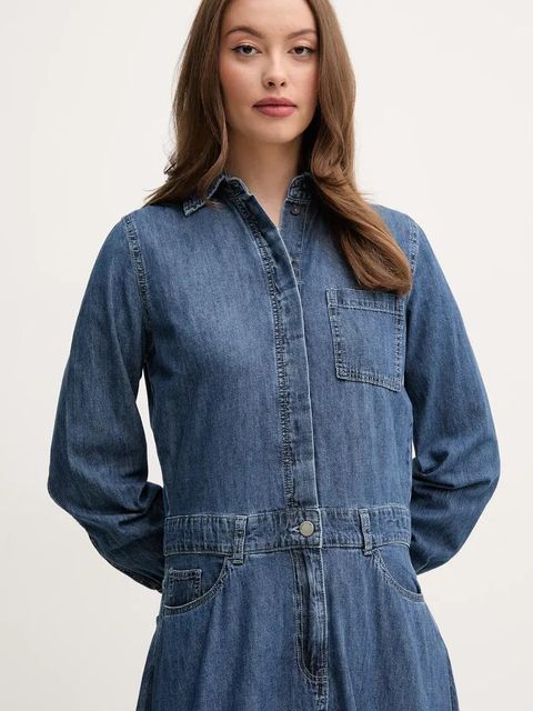 United Colors of Benetton sukienka jeansowa kolor niebieski midi prosta 4RZKDV0B5