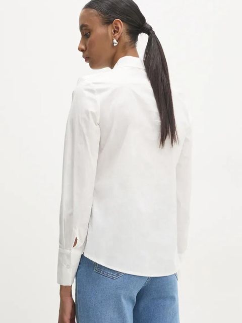 Answear.LAB koszula bawełniana damska kolor biały regular ze stójką
