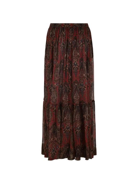 Saint Laurent ruffled paisley maxi skirt - Red - zdjęcie produktu nr 2