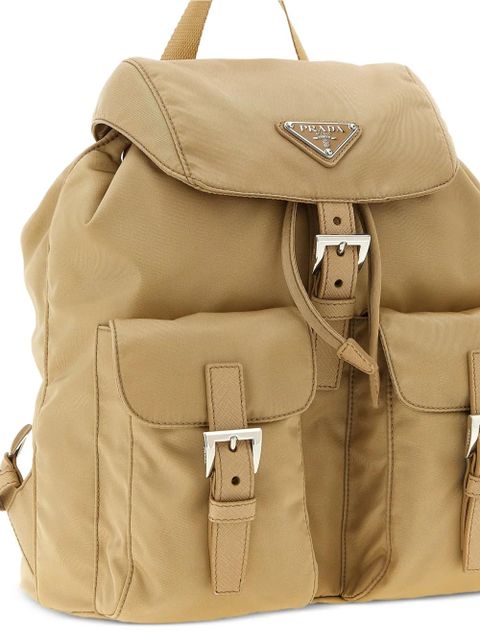 Prada small triangle buckle backpack - Neutrals