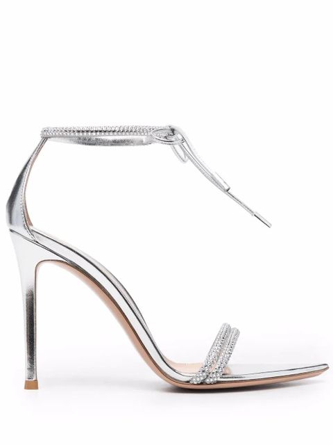 Gianvito Rossi Montecarlo 105mm tie-fastening sandals - Silver - zdjęcie produktu nr 1