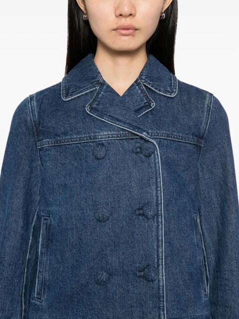 Self-Portrait double-breasted denim jacket - Blue