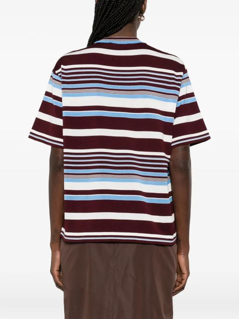 Prada striped embroidered T-shirt - Brown