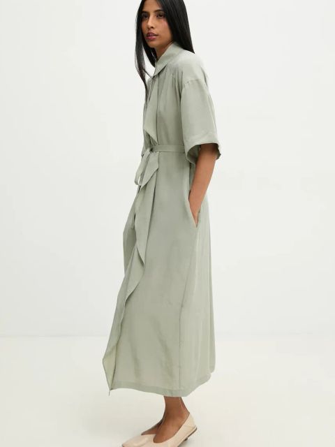 Answear.LAB sukienka kolor zielony midi rozkloszowana