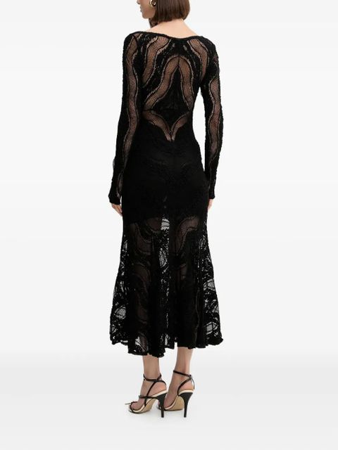 Charo Ruiz Ibiza long-sleeve lace evening dress - Black