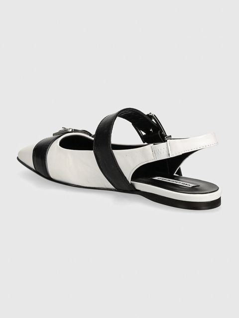 Karl Lagerfeld baleriny skórzane KONNIE kolor biały z odkrytą piętą KL40186