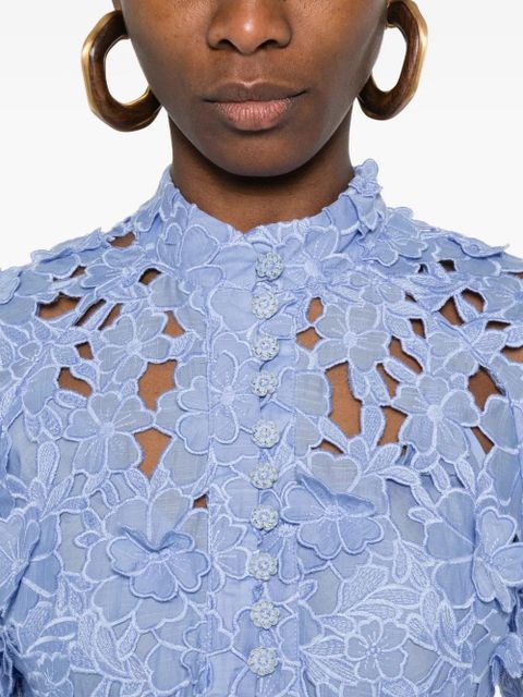 ZIMMERMANN floral appliqué belt dress - Blue