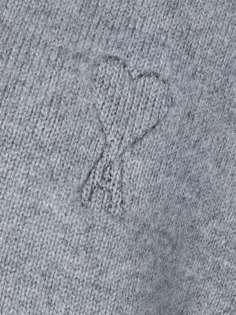 AMI Paris logo-embroidered V-neck sweater - Grey