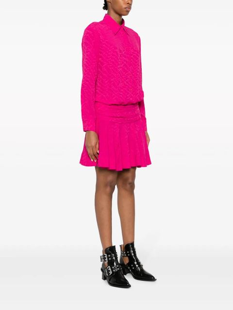 PINKO logo-jacquard pleated shirtdress