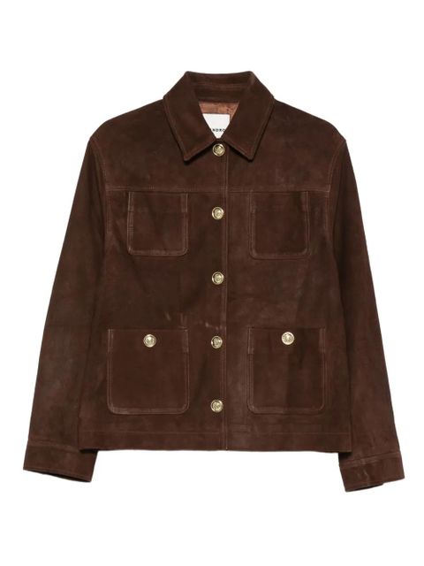 SANDRO buttoned pocket leather jacket - Brown - zdjęcie produktu nr 1