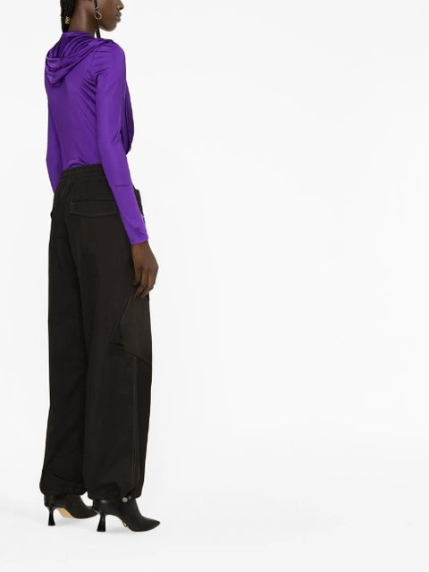 Versace hooded cowl-neck bodysuit - Purple