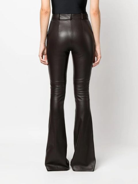 The Attico Piaf leather flared trousers - Brown