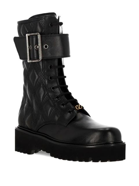 Valentino Garavani VLogo leather combat boots - Black - zdjęcie produktu nr 2