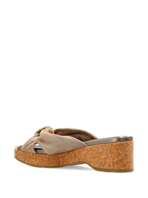 Jimmy Choo Avenue knot-detail wedge sandals - Neutrals