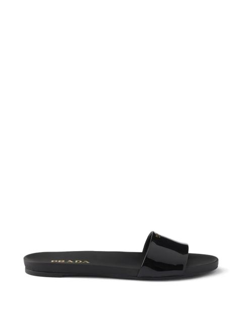 Prada logo patent leather slides - Black - zdjęcie produktu nr 1