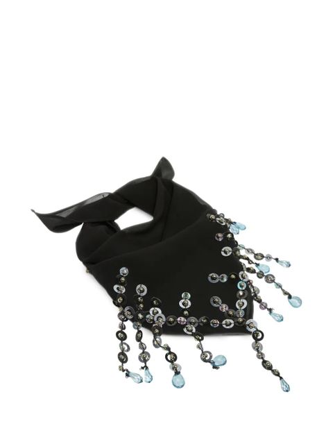 PINKO beaded-fringe scarf - Black