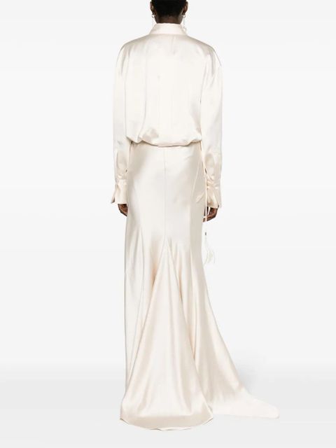 The Attico long-sleeve satin gown - Neutrals - zdjęcie produktu nr 2