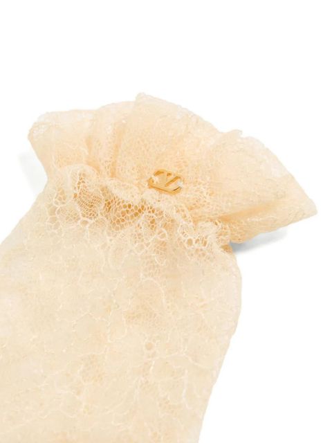 Valentino Garavani lace ruffled gloves - Neutrals