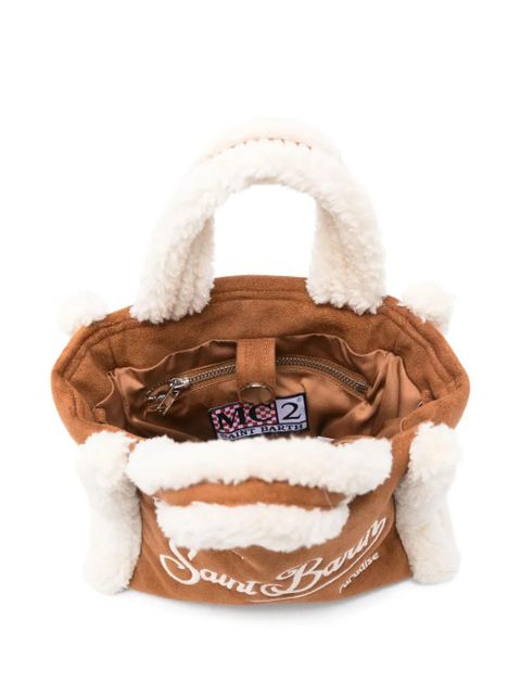 MC2 Saint Barth mini Vanity shearling-trim tote bag - Brown
