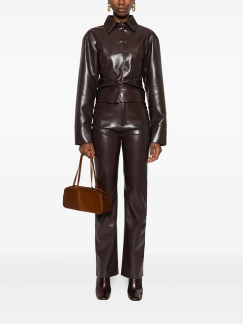 Nanushka five-pocket faux-leather trousers - Brown