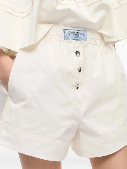 GANNI logo-patch shorts - White