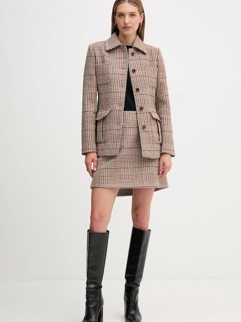 Tommy Hilfiger płaszcz z domieszką wełny kolor brązowy WW0WW46656 - zdjęcie produktu nr 2