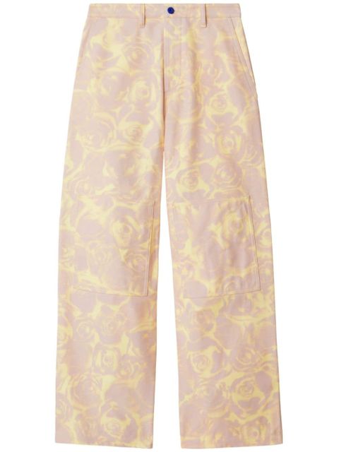 Burberry rose-print straight-leg trousers - Pink - zdjęcie produktu nr 1