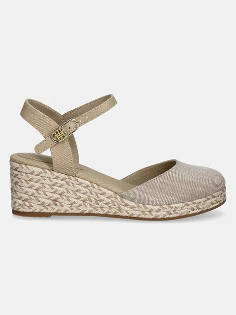 Tommy Hilfiger espadryle CHAMBRAY MID WEDGE ESPAD kolor beżowy na koturnie FW0FW08477 - zdjęcie produktu nr 2