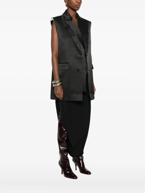 Jean Paul Gaultier sleeveless satin sleeveless blazer - Black