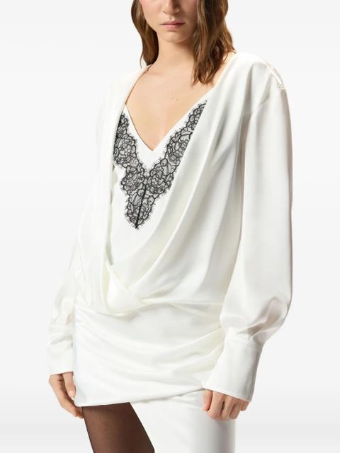 PINKO lace-embellishment mini dress - ZZ1 BIANCO/NERO