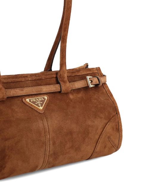 Prada medium Bonnie suede shoulder bag - Brown
