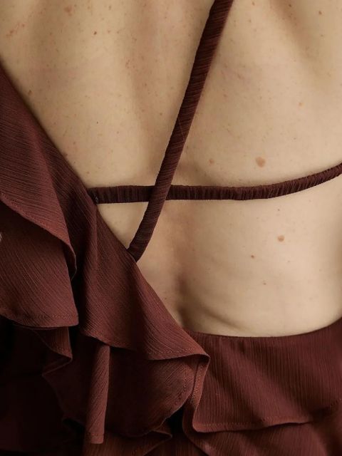 ALOHAS ruffled asymmetric party dress - Brown