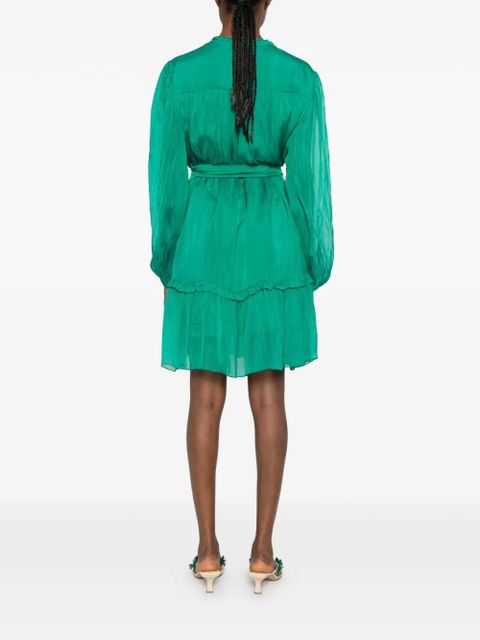 SOLOTRE V-neck belted mini dress - Green