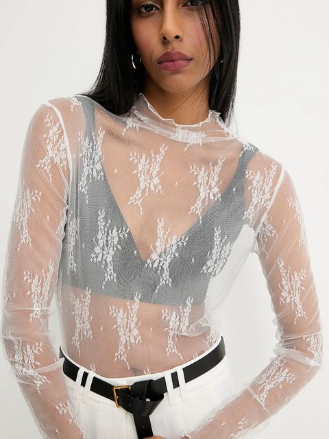 Answear.LAB bluzka damska kolor biały wzorzysta