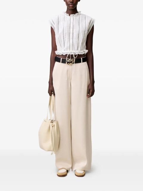 Claudie Pierlot lace-trim pleated shirt - White - zdjęcie produktu nr 2