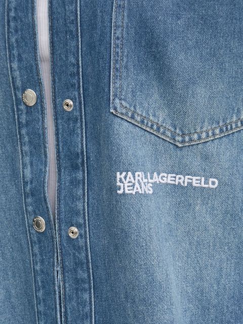 Karl Lagerfeld Jeans koszula jeansowa damska kolor niebieski relaxed z kołnierzykiem klasycznym A1W11008