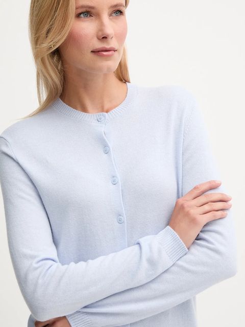United Colors of Benetton kardigan z dodatkiem wełny damski kolor niebieski lekki 102HD502B