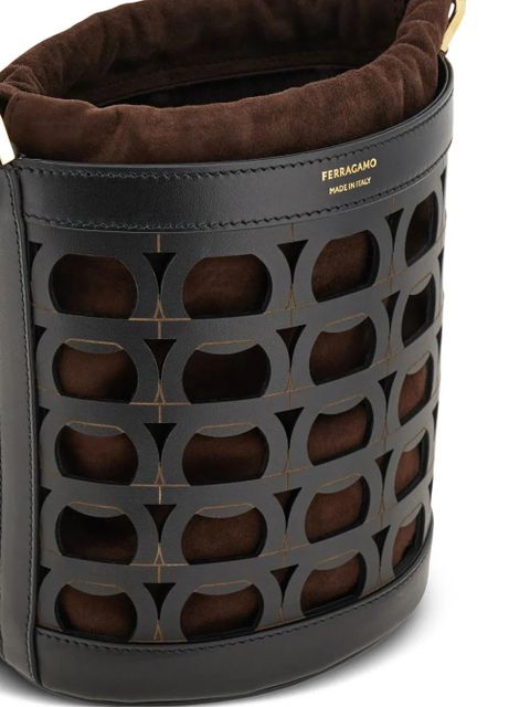 Ferragamo Gancini laser-cut bucket bag - Black